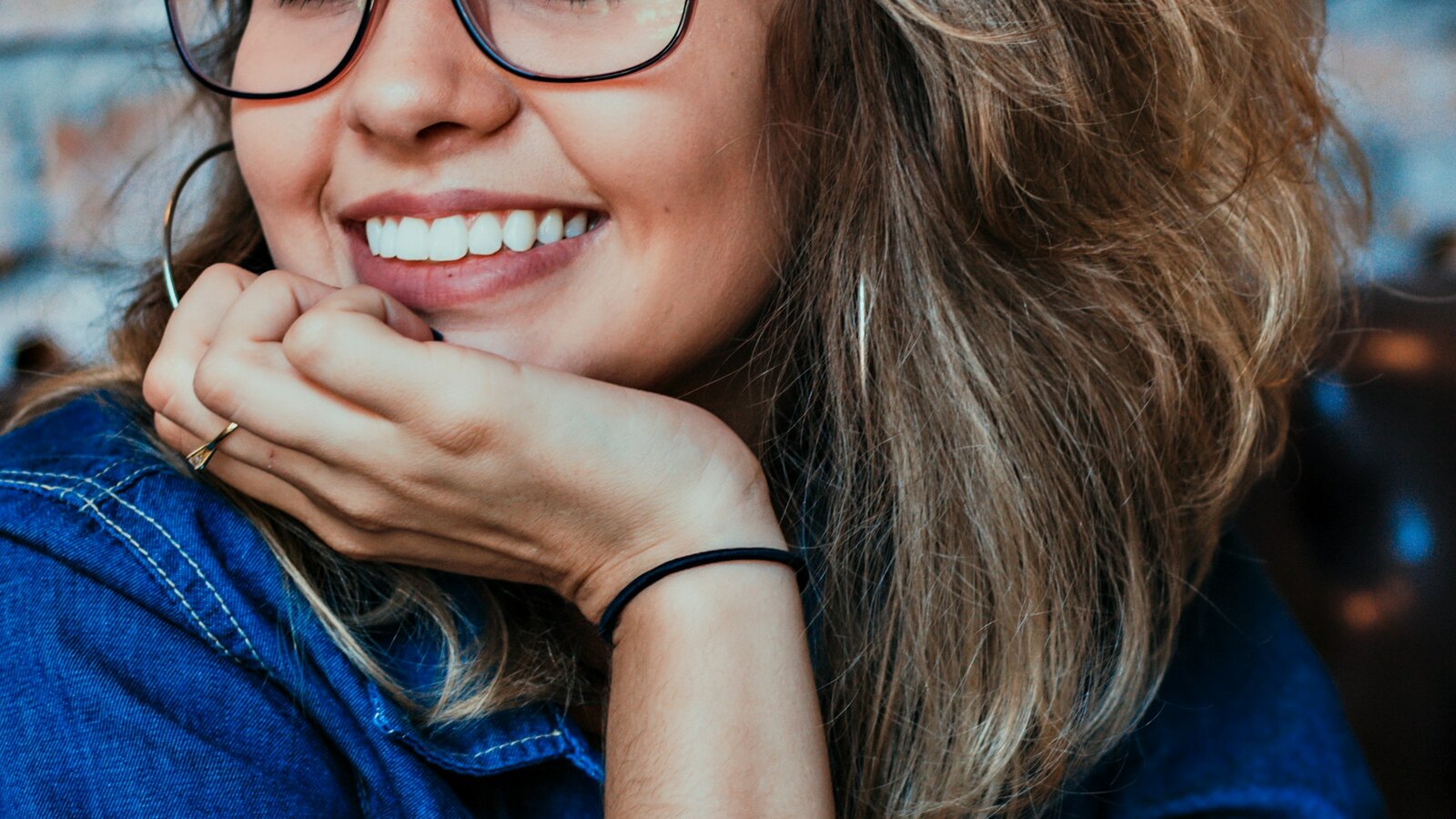 A patient happy in their new glasses